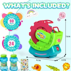 Bubble Machine for Toddlers Kids & Pets, with 8oz Safe Solution, Extra Large & Bubbles in Bubble Maker, Children & Pets Dog Toys Gift, Indoor/Outdoor Birthday Wedding Party Bubble Blower