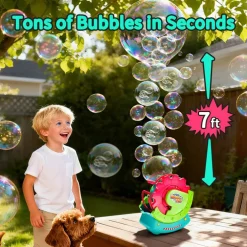 Bubble Machine for Toddlers Kids & Pets, with 8oz Safe Solution, Extra Large & Bubbles in Bubble Maker, Children & Pets Dog Toys Gift, Indoor/Outdoor Birthday Wedding Party Bubble Blower