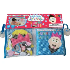 Buddy & Barney: Bath Time: Book & Stickers - Funny Faces - Color Changing Book & 17 Foam Pieces, Mix & Match Faces, Mesh Bag, Water Play Toy, Kids 3+