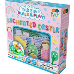Buddy & Barney: Bath Time: Build & Play - Enchanted Castle - Floating 3D Foam Stickers, Interactive Scene, Suction Cup Mesh Bag, Water Toy, Kids 3+