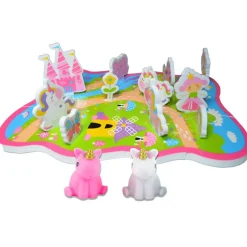 Buddy & Barney: Bath Time Unicorn World Activity Set - 27pc - Floating Jigsaw Activity Scene w/ Characters, Light-Up Unicorn, Water Squirter, Kids 3+