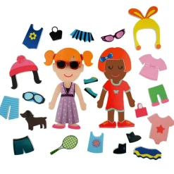 Buddy & Barney: Dressing Up Bath Time Stickers - 32 Reusable Foam Stickers & Mesh Storage Bag, Mix & Match, Fun Tub Water Toy, Toddlers & Kids Age 3+