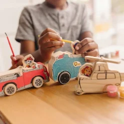 3 Build-and-Decorate Rescue Vehicles with Chase, Marshall & Skye Figures – Complete Art Set with Paints, Brushes & Foil Stickers for Kids Ages 4–7