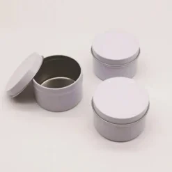 Bulk 48 Pieces White Round Metal Favor Tins