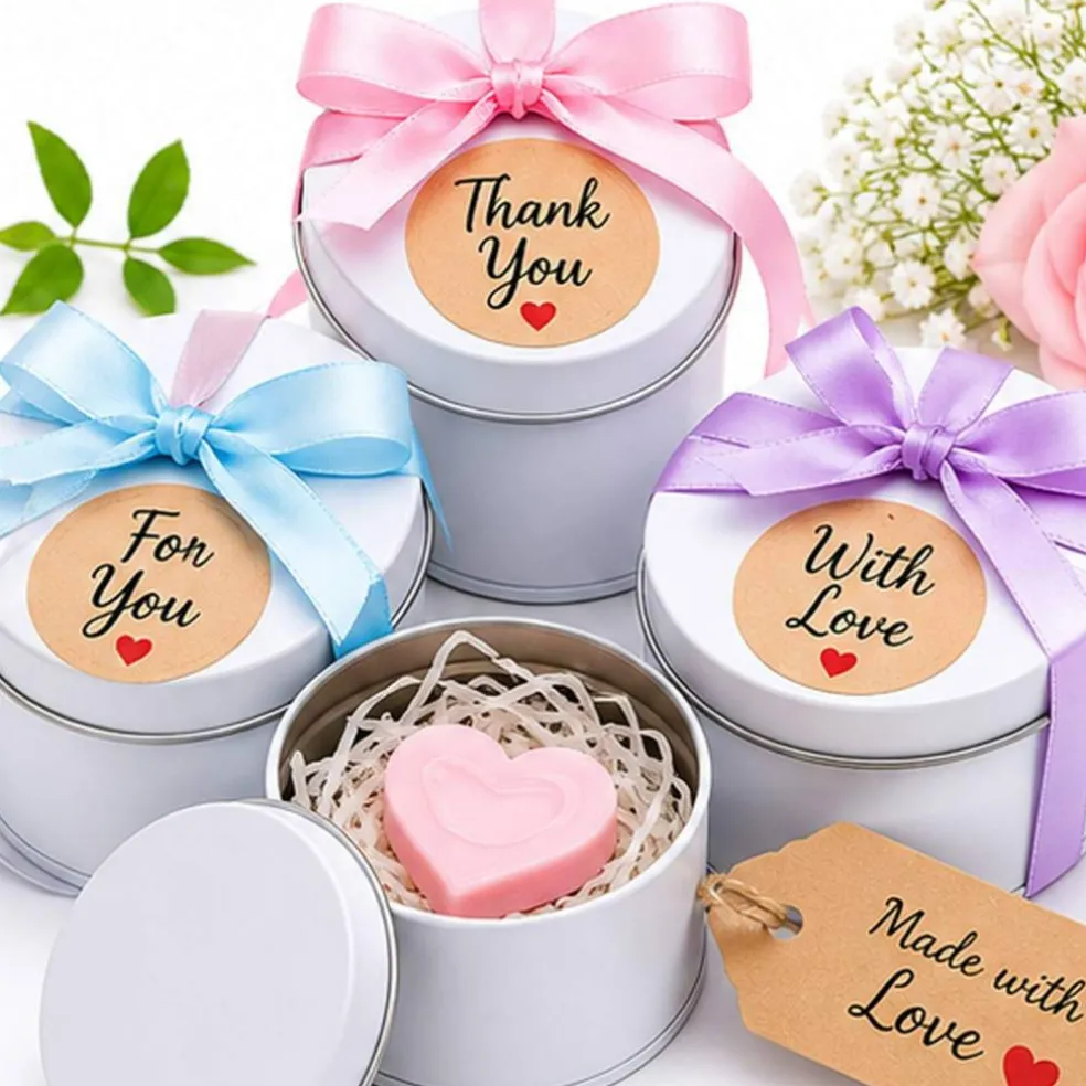 Bulk 48 Pieces White Round Metal Favor Tins