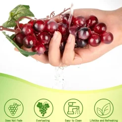4 Bunches Plastic Lifelike Grapes - Red