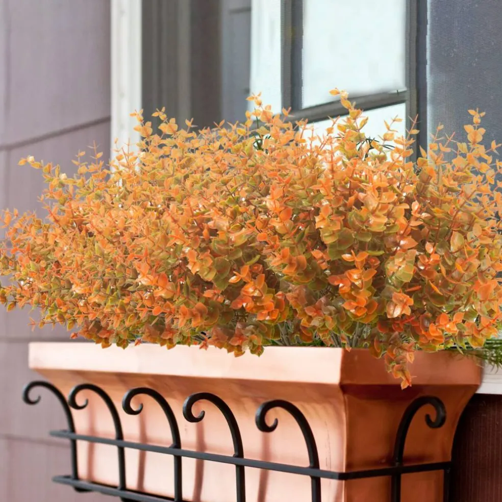 10 Bundle Artificial Fall Boxwood No Fade Faux Autumn Plants