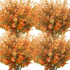 10 Bundle Artificial Fall Boxwood No Fade Faux Autumn Plants