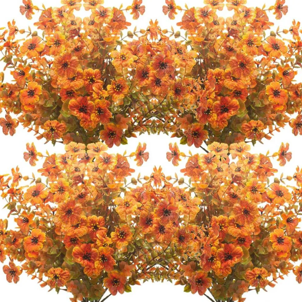 10 Bundles Artificial Fall Flowers Outdoor UV Resistant Fake Flowers