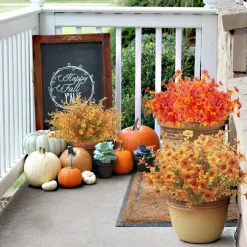 10 Bundles Artificial Fall Flowers Outdoor UV Resistant Fake Flowers