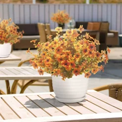 10 Bundles Artificial Fall Flowers Outdoor UV Resistant Fake Flowers