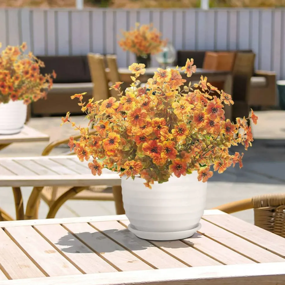 10 Bundles Artificial Fall Flowers Outdoor UV Resistant Fake Flowers