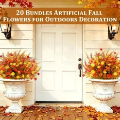 20 Bundles Artificial Fall Flowers for Outdoors Fall Decorations for Home