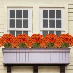 20 Bundles Artificial Fall Flowers Outdoor UV Resistant Fake Flowers No Fade Faux Plastic Plants Garden Porch Window Box Decorating (Fall Brown