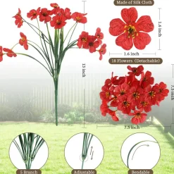 24 Bundles Artificial Flowers for Outdoors/Indoors, Fake Flowers Plants for Indoor Outside Garden Porch Window Box Home Wedding Farmhouse(8 Color)