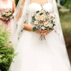 6 Bundles Champagne Peony Artificial Flowers, Silk Faux Peonies with Hydrangea and Greenery Stems, DIY Vintage Wedding Bouquet Supplies, Vase Filler for Table Centerpieces and Home Decor
