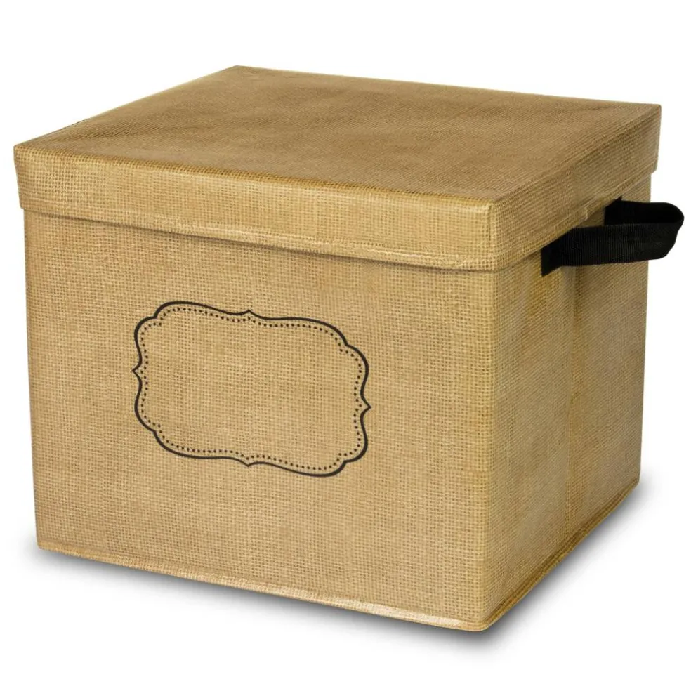 Burlap Storage Box with Lid