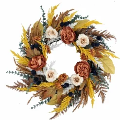 24" Burnt Orange Peony & Eucalyptus Wreath by Ashland®