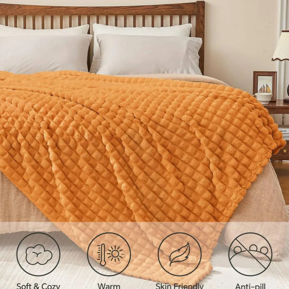Burt Orange Fall Throw Blanket for Couch, Gifts for Women, 50"x60"