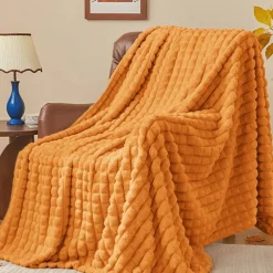 Burt Orange Fall Throw Blanket for Couch, Gifts for Women, 50