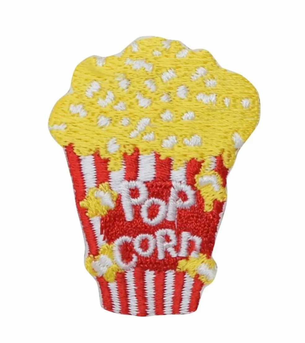 Buttered Movie Popcorn, Embroidered, Iron on Patch