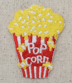 Buttered Movie Popcorn, Embroidered, Iron on Patch