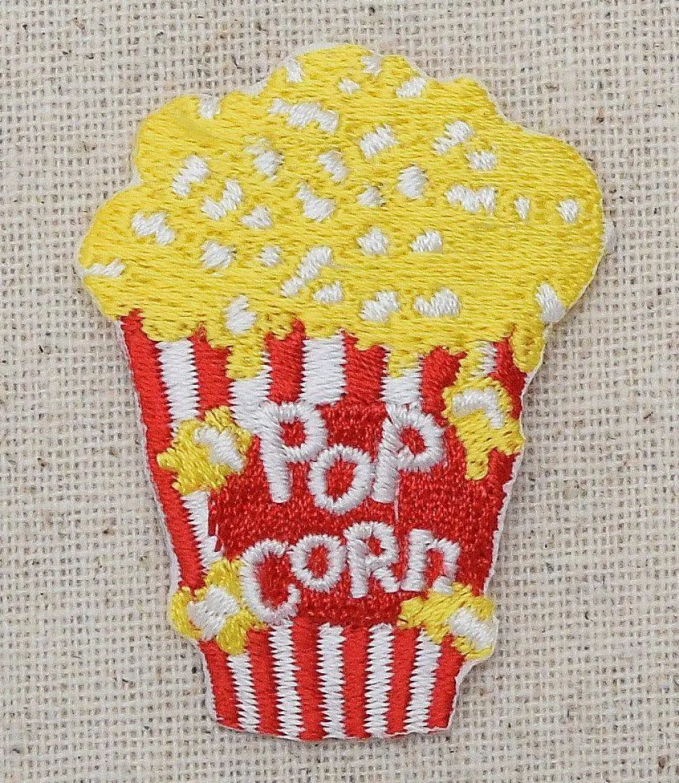 Buttered Movie Popcorn, Embroidered, Iron on Patch