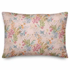 Butterfly Bird Floral Lumbar Throw Pillow
