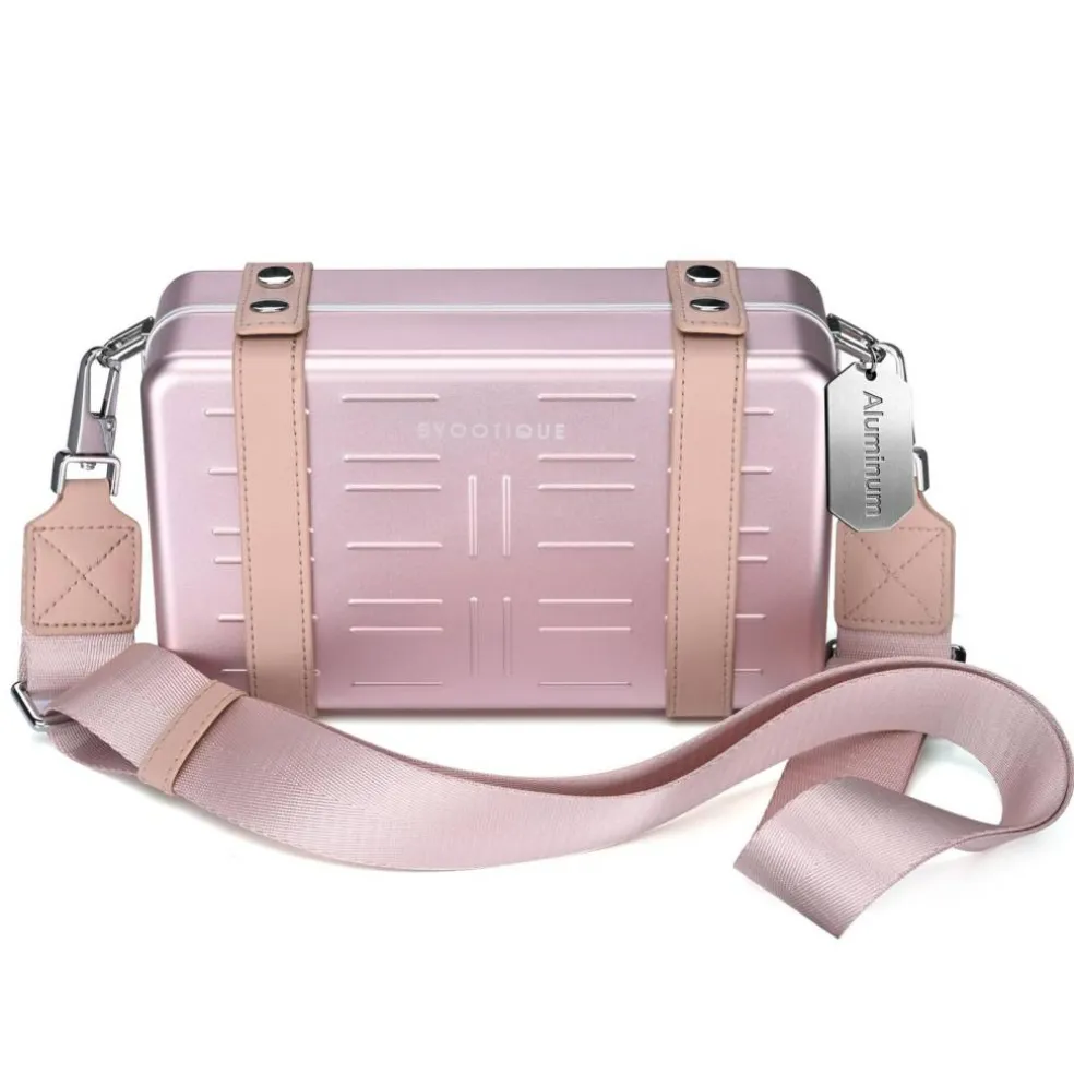 Byootique Aluminum Mini Crossbody Bag with Adjustable Strap for Travel,Pink