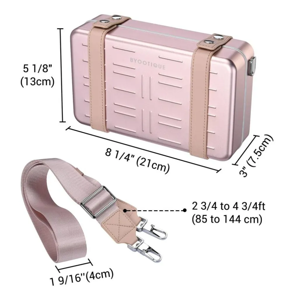Byootique Aluminum Mini Crossbody Bag with Adjustable Strap for Travel,Pink