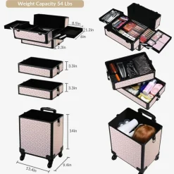 Byootique Cosmetology Case on Wheels 4in1 Professional Makeup Art Deco Tyrian
