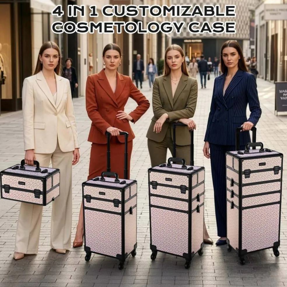 Byootique Cosmetology Case on Wheels 4in1 Professional Makeup Art Deco Tyrian