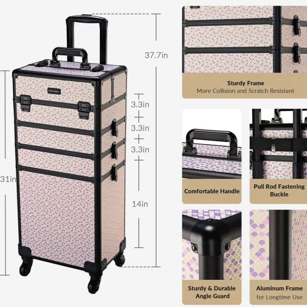 Byootique Cosmetology Case on Wheels 4in1 Professional Makeup Art Deco Tyrian