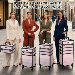 Byootique 4in1 Rolling Makeup Train Case Cosmetic Organizer Blush ForgetMeNot