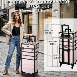 Byootique 4in1 Rolling Makeup Train Case Cosmetic Organizer Blush ForgetMeNot