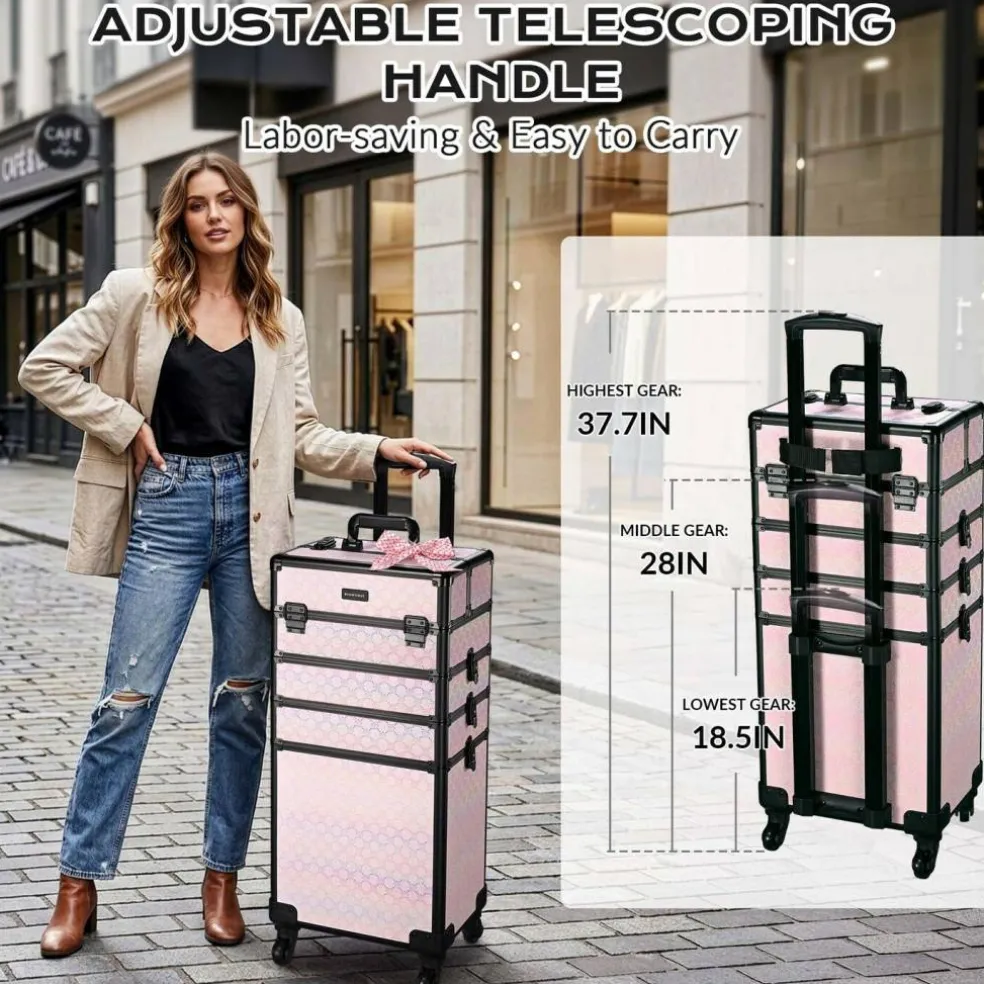 Byootique 4in1 Rolling Makeup Train Case Cosmetic Organizer Blush ForgetMeNot