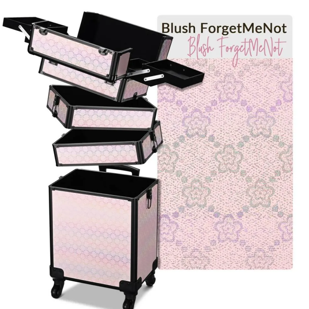 Byootique 4in1 Rolling Makeup Train Case Cosmetic Organizer Blush ForgetMeNot