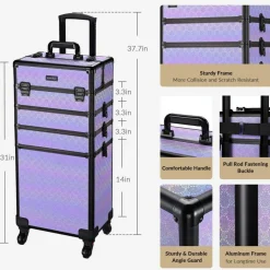 Byootique 4in1 Rolling Makeup Train Case Cosmetic Organizer Charm ForgetMeNot