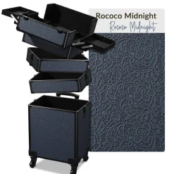 Byootique 4in1 Rolling Makeup Train Case Cosmetic Organizer Rococo Midnight