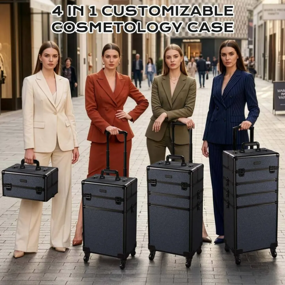 Byootique 4in1 Rolling Makeup Train Case Cosmetic Organizer Rococo Midnight