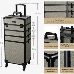 Byootique 4in1 Rolling Makeup Train Case Cosmetic Organizer Rococo GainsBoro