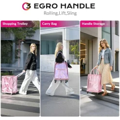 Byootique 70L/145L Rolling Tote Bag with 5 Wheels 3 Carrying Ways Seamless Waterproof PU 2 Pack for Shopping