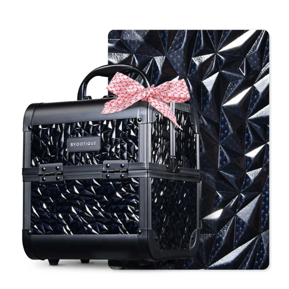 Byootique Makeup Train Case Cosmetic Organizer w/ Mirror Classic Black Artist