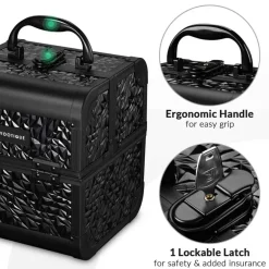 Byootique Makeup Train Case Cosmetic Organizer w/ Mirror Classic Black Artist