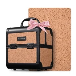Byootique Makeup Train Case Cosmetic Organizer w/ Mirror Artist Rococo Coral