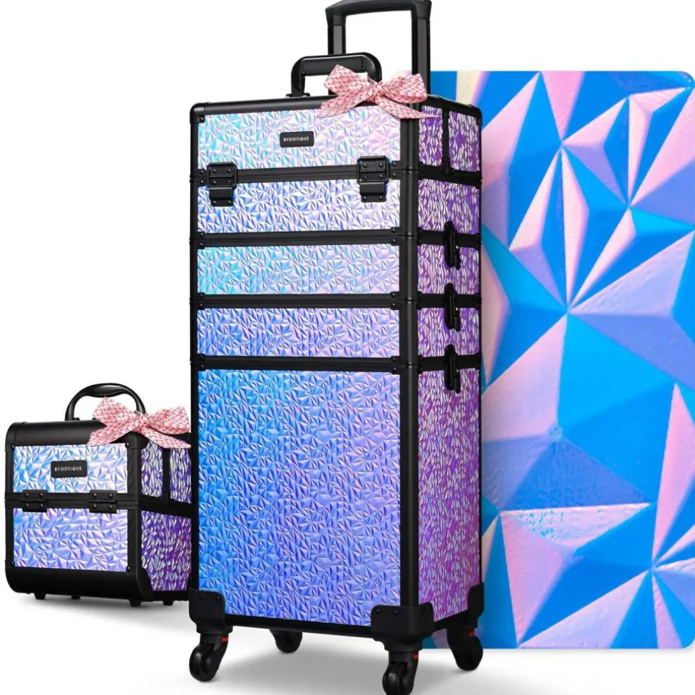 Byootique Makeup Train Case Kit with Cube Case Cosmetic Organizer Mermaid Purple