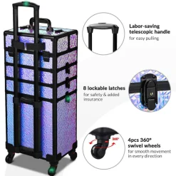 Byootique Makeup Train Case Kit with Cube Case Cosmetic Organizer Mermaid Purple
