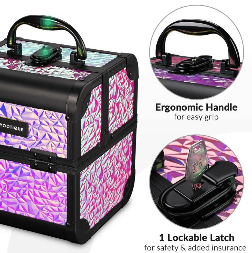 Byootique Makeup Train Case Kit with Cube Case Cosmetic Organizer Mermaid Pink