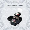 Byootique Makeup Train Case Trolley w/ Cube Case Cosmetic Organizer ForgetMeNot