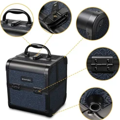 Byootique Makeup Train Case Trolley w/ Cube Case Cosmetic Organizer ForgetMeNot